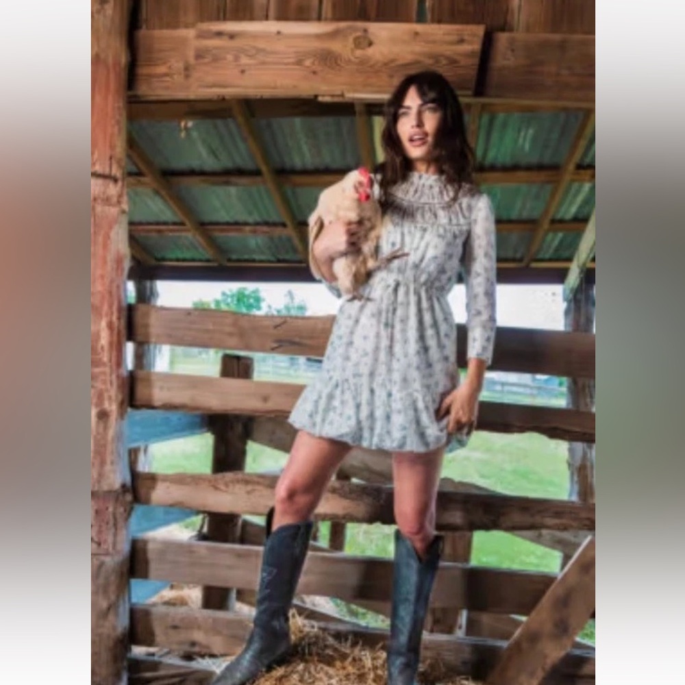 Tecovas & Kristopher Brock "The Ava" mini dress in bluebonnet floral print.